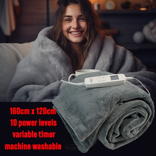 Heated Throw Electric Over Blanket Single Double Fleece Control Comfort Washable eBay
