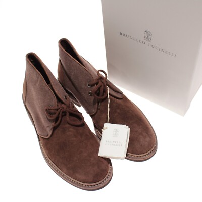 Brunello Cucinelli NWB Chukka Ankle Boots Size 42 9 US Brown Suede / Canvas