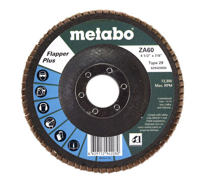 Metabo 629420000 4-1/2'' Flapper Plus 60 7/8 T29 Fiberglass Flap Disc