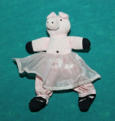 Manhattan Toy Ballet Pig Tiptoe Finger Hand Puppet Pink Black 6'' Cute HTF Plush