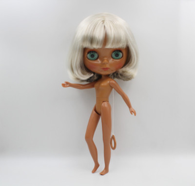 12''Takara Blythe Doll From factory Nude Siver white short hair Super Black skin