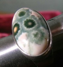 STUNNING LEWIS CANNON STERLING SILVER STUDIO FLORAL AGATE POST MODERN RING 4.75
