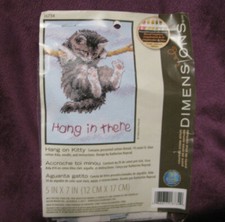 Cross Stitch Dimensions Counted Hang In There Hang on Kitty 5"x7" New In Package