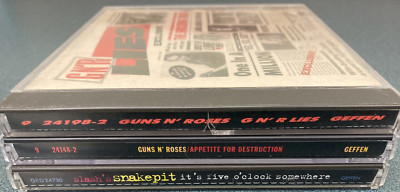 Lot of 3 Gun And Roses Lies, Appetite for Destruction, Slash Snakepit Free Ship!