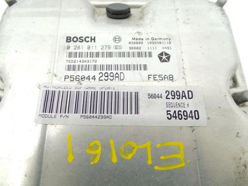 JEEP CHEROKEE KJ ENGINE ECU 2.8 DIESEL 2001 - 2008 P56044299AD BOSCH 0281011279 - Image 2 of 3