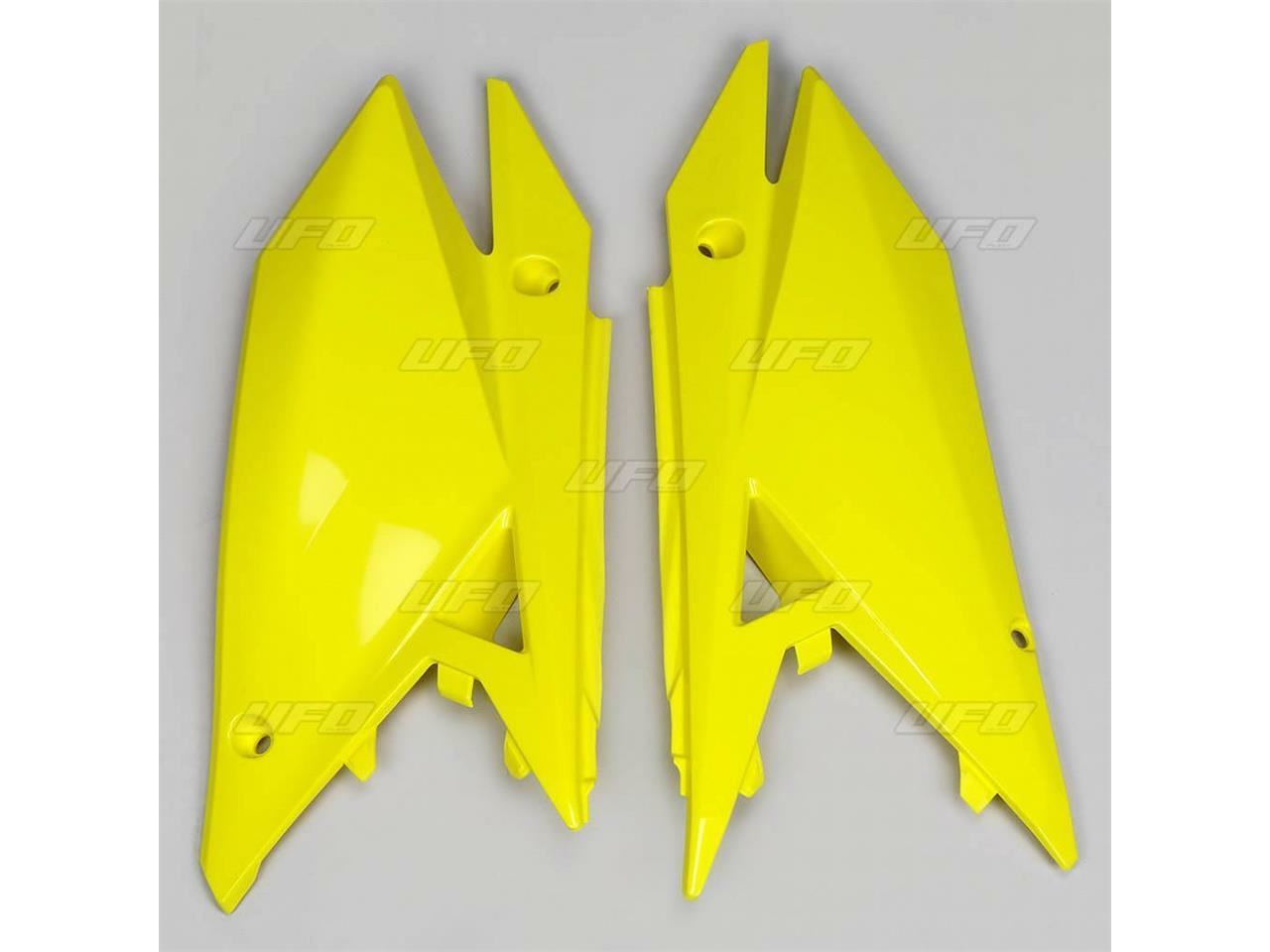 Plaques numéro latérales jaune UFO pour Suzuki RM-Z450 idéales en compétition MX