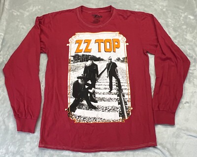 EUC ZZ Top T-Shirt Long Sleeves Red Size Medium | eBay