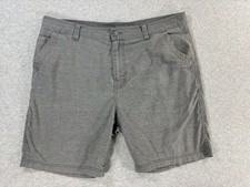 Prana Hemp Blend Flat Front Shorts Men's 38 Gray - 8"