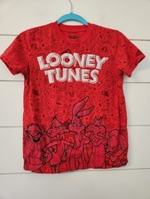 Looney Tunes Graphic Red T-Shirt Boys Large Bugs Bunny Taz Daffy Duck