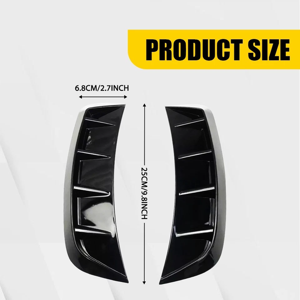 2X Sport Black Side Fender Air Vents Wing Cover Trim Car Accessories Universal Y - Image 3 of 4