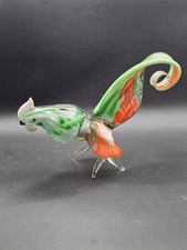 Vintage Murano Style Hand Blown Art Glass Rooster Figurine Sculpture 9" long