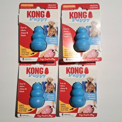 4 Blue KONG Puppy X-small Rubber Teething Dog Treat Chew Toy Extra Small
