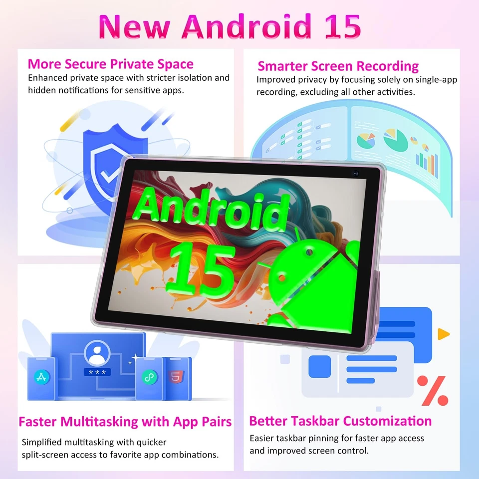 10 inch Android 15 Tablet, 8GB RAM 32GB ROM Powerful Quad-core CPU, 1280*800 ... - Image 2 of 4