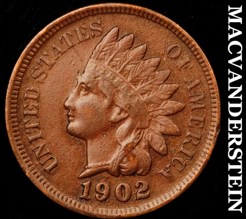 1902 Indian Head Cent - Scarce  Extra Fine  No Reserve  #i4220
