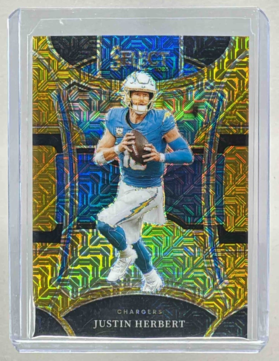 Justin Herbert 2023 Panini Select #452 Gold Prizm Suite 10/10 JERSEY #