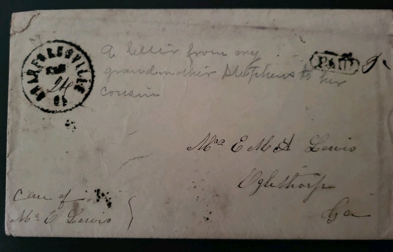 Confederate Stampless Cover Jan 1862 PAID Crawfordville GA Mary Stephens LETTER