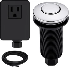 Garbage Disposal Air Switch Kit with Long Button, Chrome (Brass Cover)