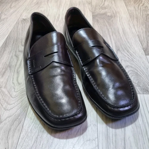 Mocassini Prada ballerine mocassini slip on di lusso scarpe marroni uomo pelle taglia 10 US