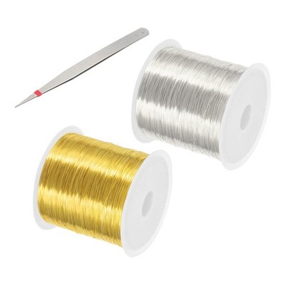 28 Guage/ 0.3 mm 328 Feet Jewelry Craft Wire, 2 Pcs Beading Wire, Silver / Gold