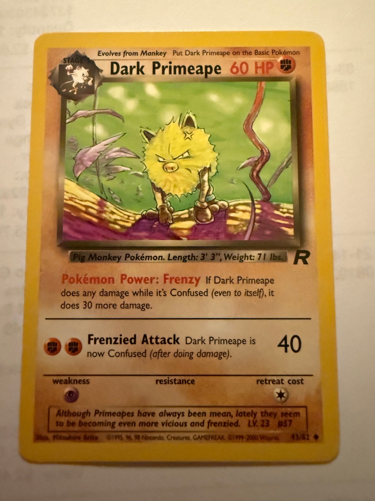 Dark Primeape Unlimited Uncommon Team Rocket 43/82 NM