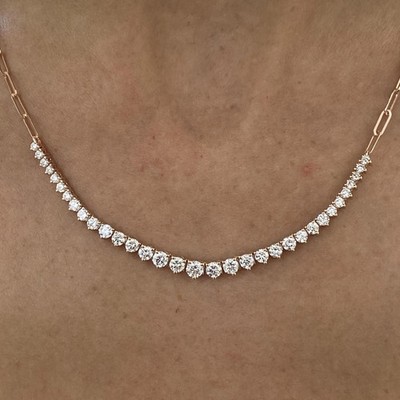 4 kt runder Schliff Lab Created Diamant Damen Kette Halskette 14 Karat Gelbgold Finish