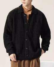 Winter Men Warm Knit Cardigan Sweater Casual Long Sleeve Jacket Coat Outwear