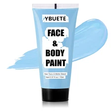 Light Blue Water Based Face Body Paint, 2.37 OZ Large Tube Full Coverage Face Pa