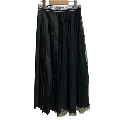 ERMANNO Ermanno Scervino Asymmetrical Lace Long Skirt, Size 38, Black Women USED