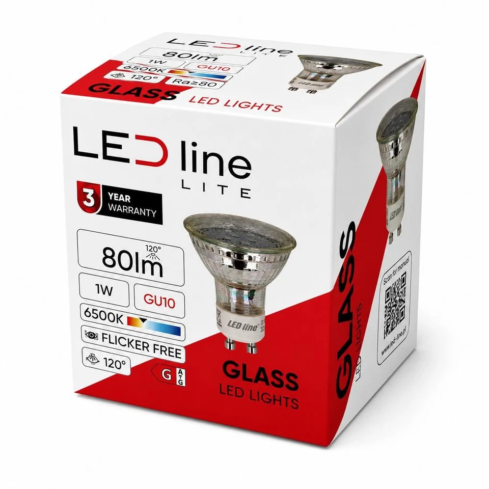 LED Line LED PAR16 Glas Reflektor 1W = 10W GU10 Tageslicht 6500K kaltweiß 120° - Bild 3 von 3