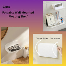 Foldable Wall Mounted Floating Shelf No Drilling Storage Rack for Bathroom Kitch