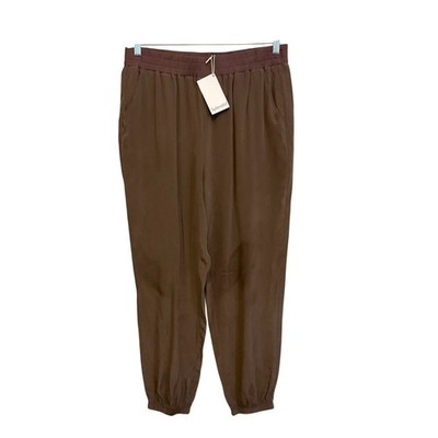 Splendid Collection Womens Jogger Pants XL Brown Silk Pull On Casual RF2A020 NWT