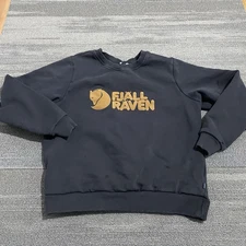 Fjallraven Sweatshirt Womens Medium Blue Fleece Crewneck Sweater Cotton Logo*