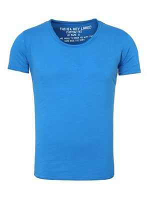 Key Largo Herren Vintage Look uni T-Shirt Bread new tiefer Rundhals Ausschnitt 