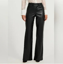Express High Waisted Faux Leather Wide Leg Pants Black 8S NWT