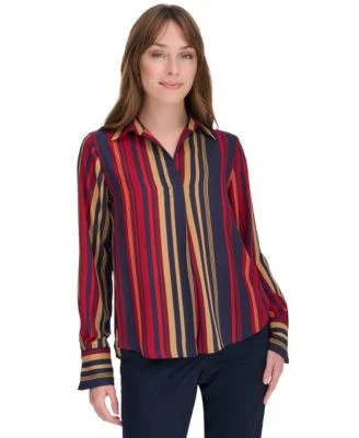 Tommy Hilfiger Womens Printed Collared 196701358967 LARGE RT $89.0