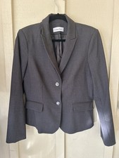 Calvin Klein Gray Blazer Jacket Womens 10 Petite Career Business Office