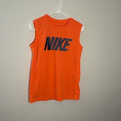 Nike Big Boys Dri-Fit Tank Top, Orange/Gray, LARGE T3 - Picture 2 of 8