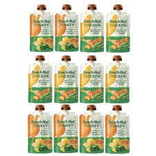 Beech Nut Stage 2 Baby Food Meat Puree Turkey  Chicken  Veggies 3.5oz, 12 Pack