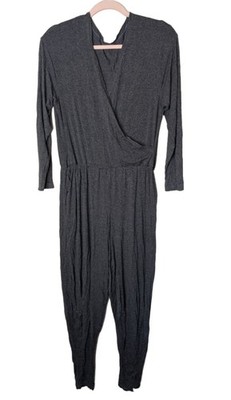Women's Milk Maiden Gray Long Sleeve V-Neck Jumpsuit M Soft Jersey Fabric