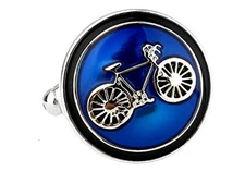 MRCUFF Bike Bicycle Cycling Cyclists Blue Pair Cufflinks in a Presentation 