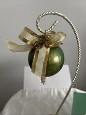 Green & Gold Glass Ornament 4 Tree Or Spring Display Open box