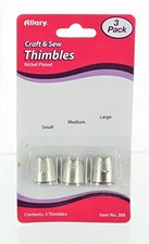 Allary Craft & Sew ASSORTED THIMBLES Pack Small, Medium & Large Sizes (1 of E...