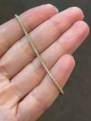 5.16 Ct Round Cut Simulated Diamond Thin Tennis Bracelet 14k Yellow Gold Plated - Image 1 of 4