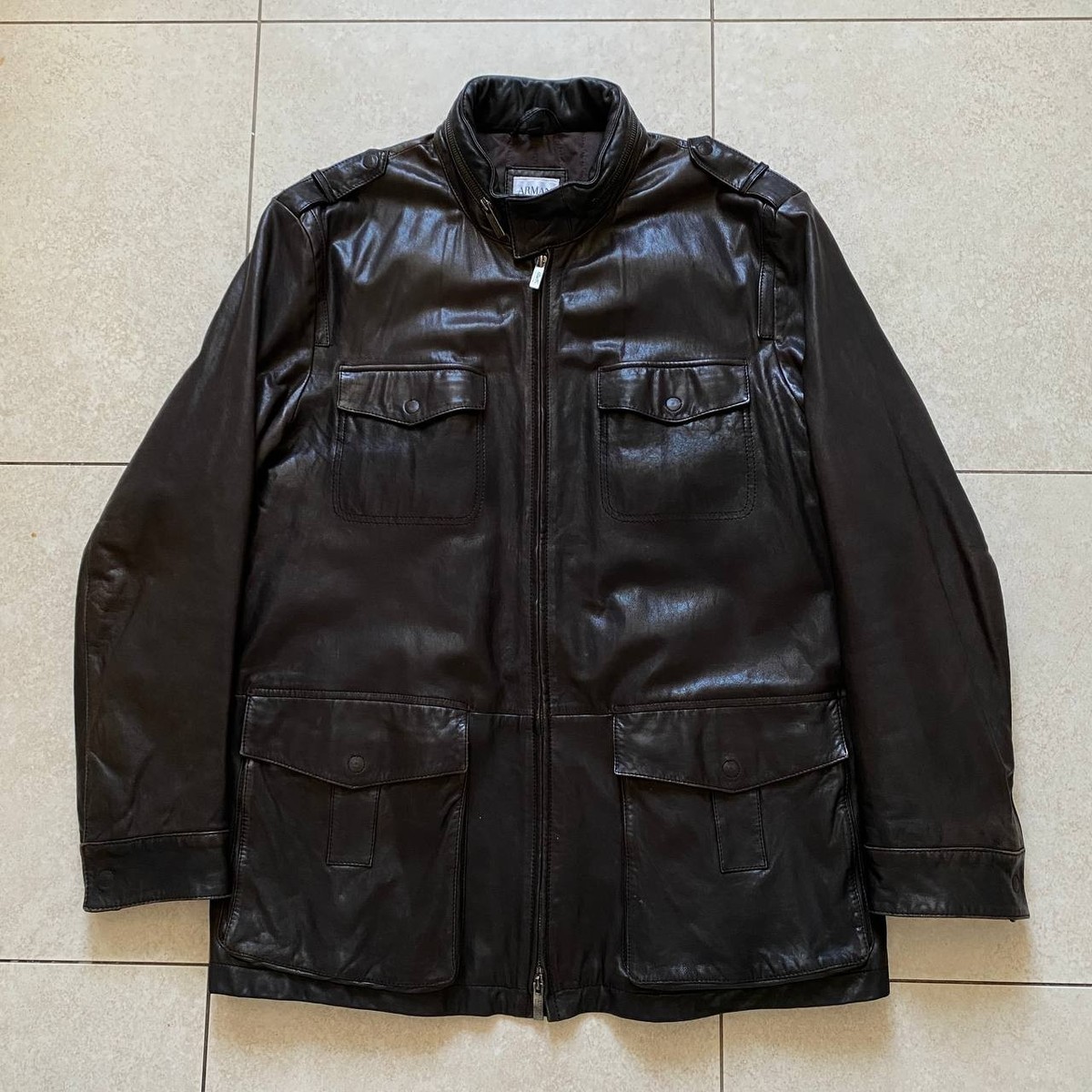 Armani Collezioni Lamb Leather Jacket size L 54 Brown | eBay