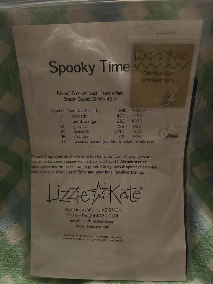 Lizzie Kate Halloween TIEMPO ESPELUZNANTE Kit de Patrón de Punto de Cruz Cuentas de Hilo Sin Dije Foto 2 de 2