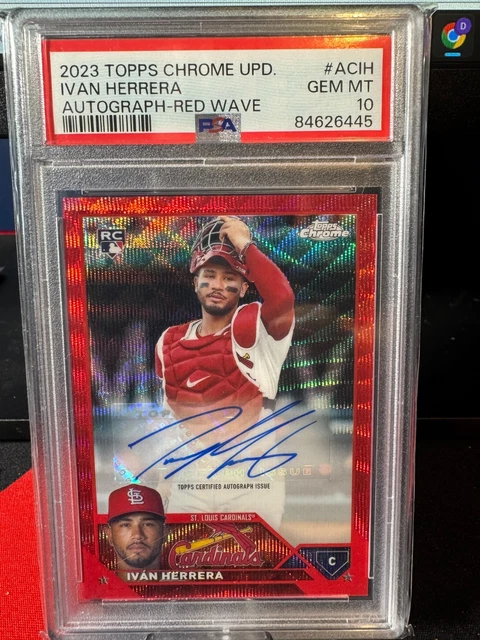 2023 Topps Chrome Update Ivan Herrera Red Wave Auto 4/5 PSA 10 Cardinals