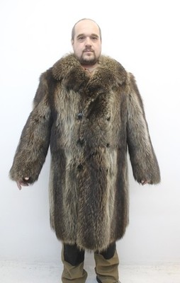 MINT NATURAL RACCOON FUR COAT JACKET MEN MAN 42 MEDIUM