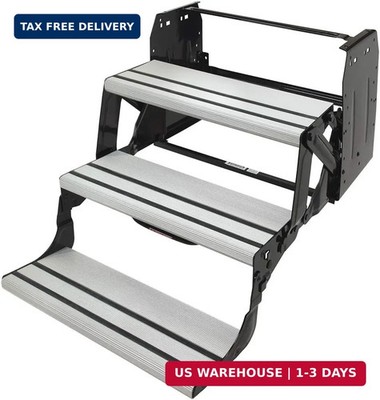 Lippert Components 432696 Alumi-Tread Triple Manual Step , Black