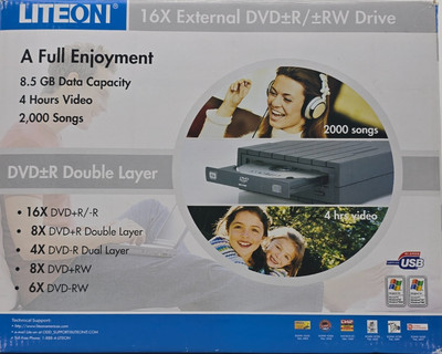 LITE-ON 16X External DVD-R/RW Burner/Rewritable Drive SHW-1635SX05C New Open Box