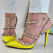 Valentino Garavani Rockstud Heels Gelb Leder ...